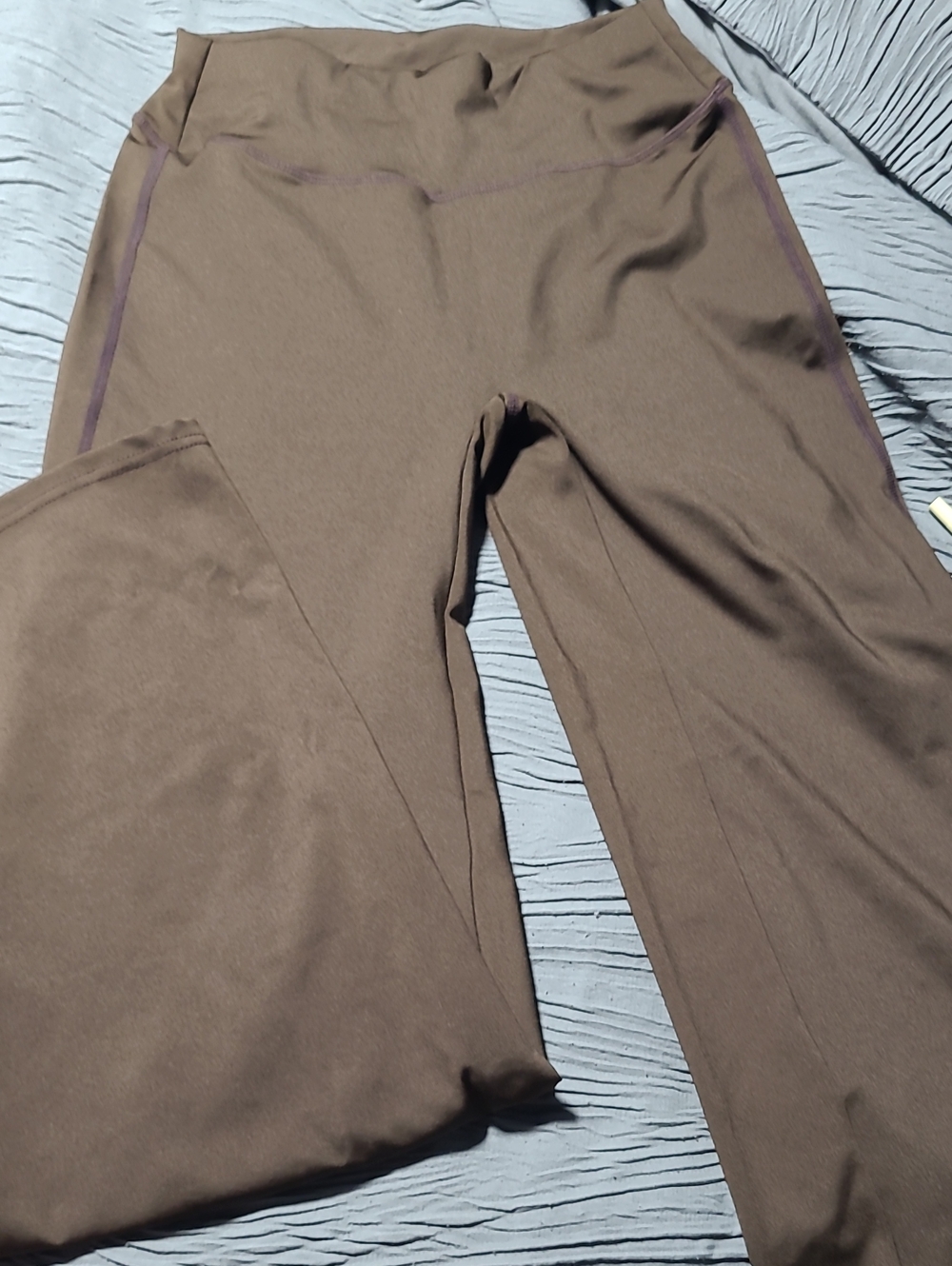 Source Unknown Brown Wide-Leg Ponte Pants with Subtle Side Trim